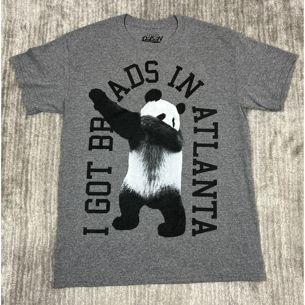 Popular Poison T-Shirt Mens M Gray Panda Dabbing I Got Broads In Atlanta Graphic
